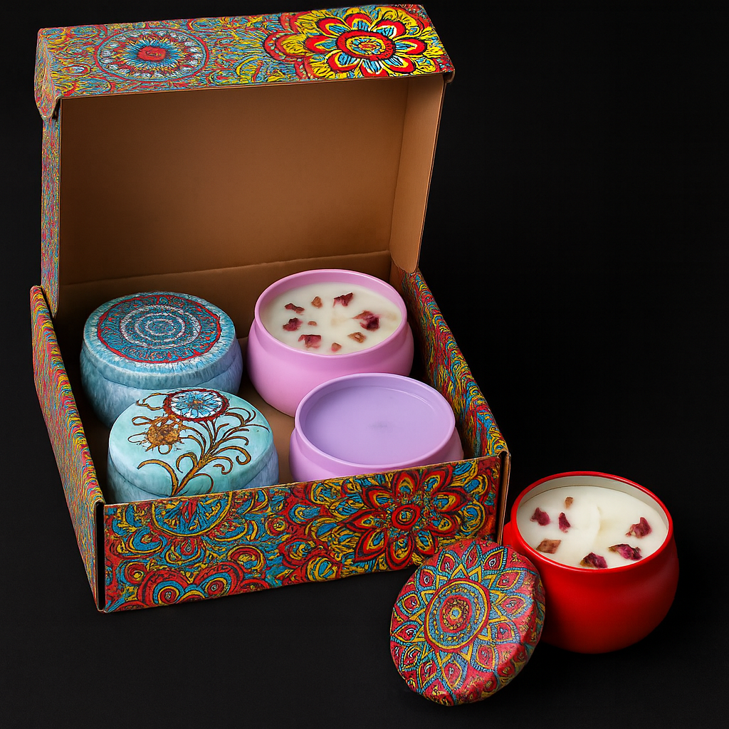 Aromatherapy Candle Gift Set – 4 Fragrances (Lavender, Jasmine, Freesia, Rose)