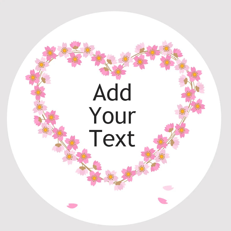 Custom Floral Frame Design Stickers – Personalized Round Labels for Weddings, Gifts & Packaging (100pcs)