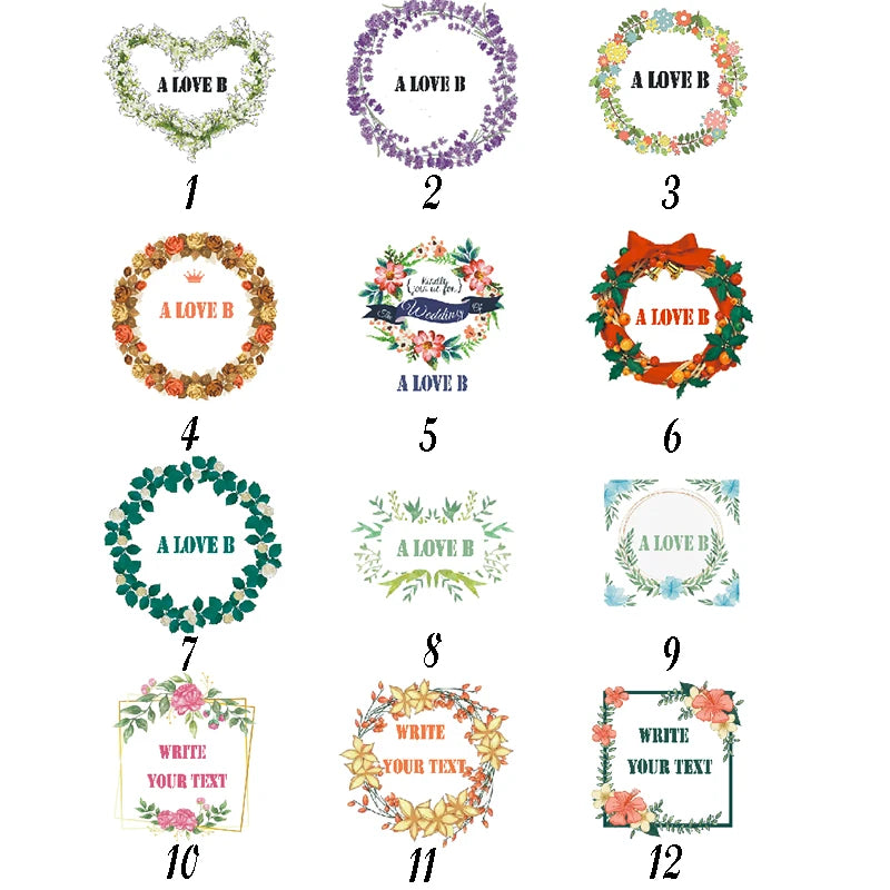 Custom Floral Frame Design Stickers – Personalized Round Labels for Weddings, Gifts & Packaging (100pcs)
