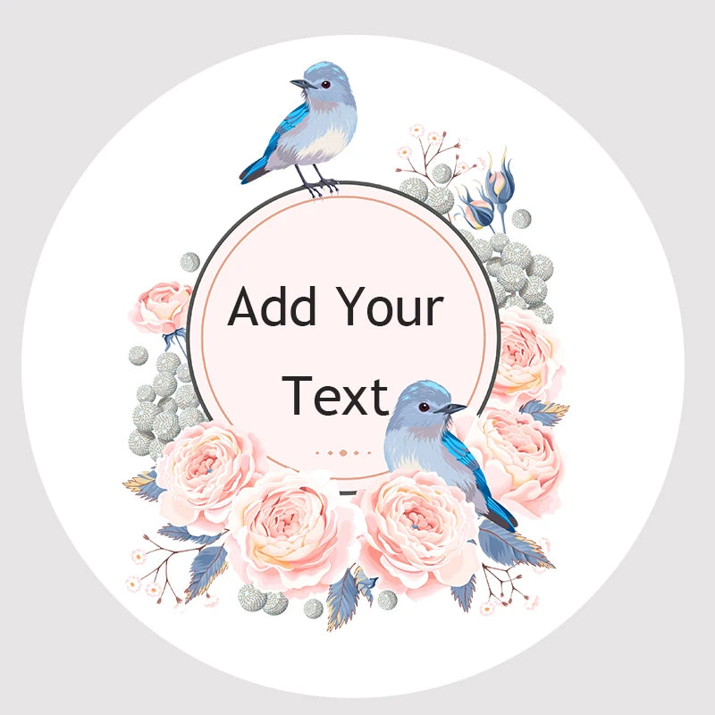 Custom Floral Frame Design Stickers – Personalized Round Labels for Weddings, Gifts & Packaging (100pcs)