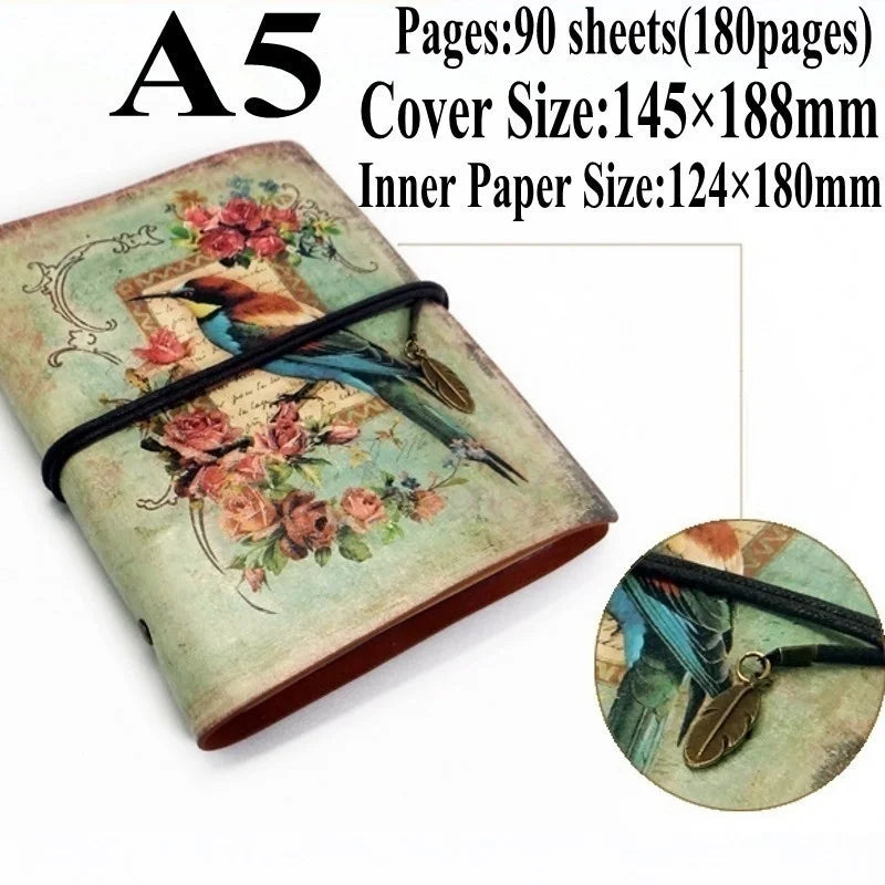 Vintage PU Leather Notebook – Refillable Kraft Paper Journal for Writing, Sketching & Planning