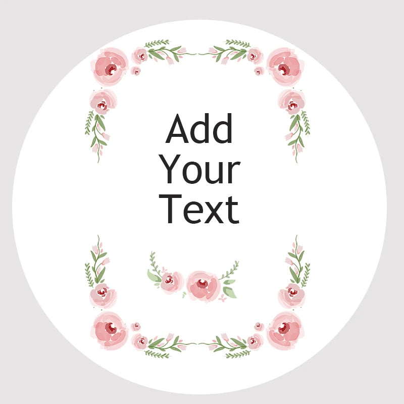 Custom Floral Frame Design Stickers – Personalized Round Labels for Weddings, Gifts & Packaging (100pcs)
