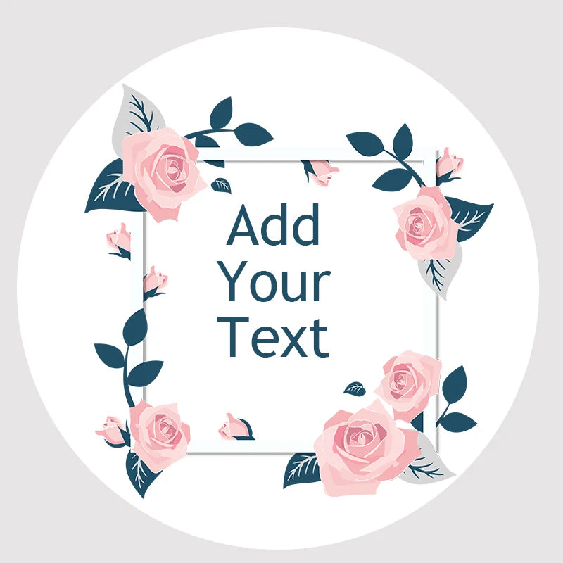 Custom Floral Frame Design Stickers – Personalized Round Labels for Weddings, Gifts & Packaging (100pcs)