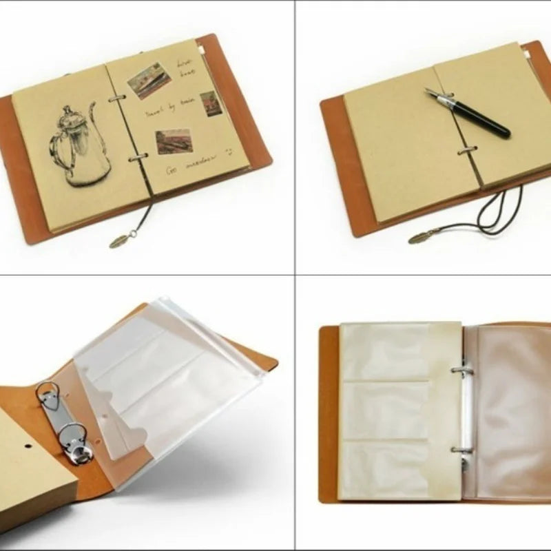 Vintage PU Leather Notebook – Refillable Kraft Paper Journal for Writing, Sketching & Planning