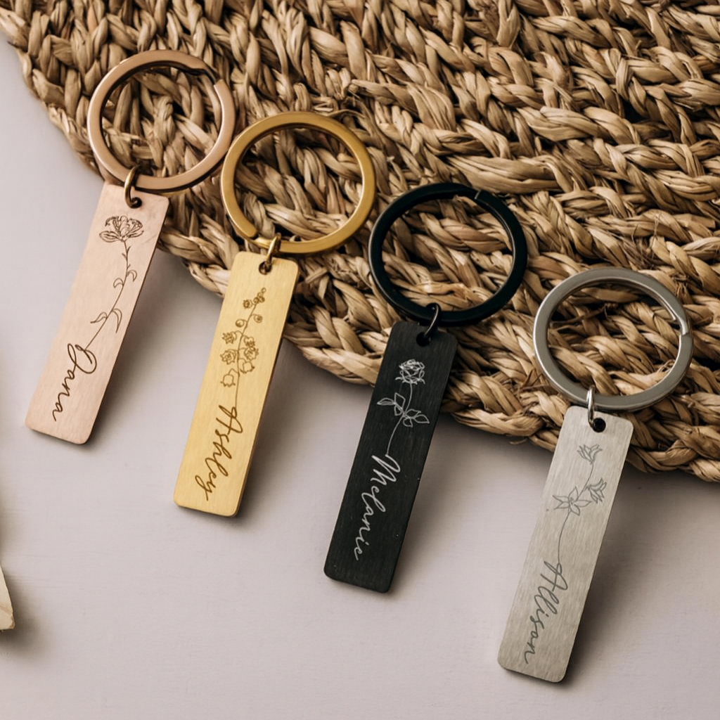 Free Personalized Custom Metal Keychain Stainless Steel Keyring Engraved Name Keychain