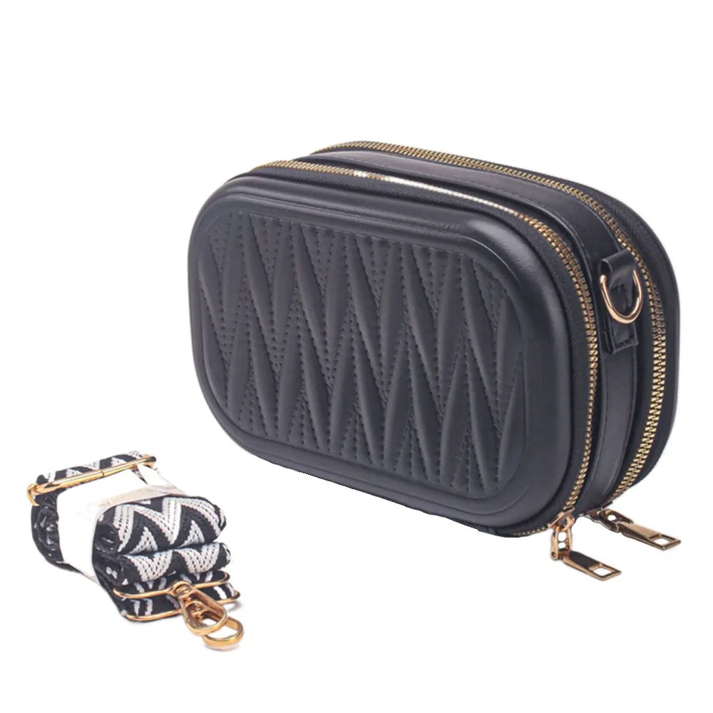 Trendy PU Leather Travel Makeup & Jewellery Organizer Pouch – Crossbody Bag with Strap