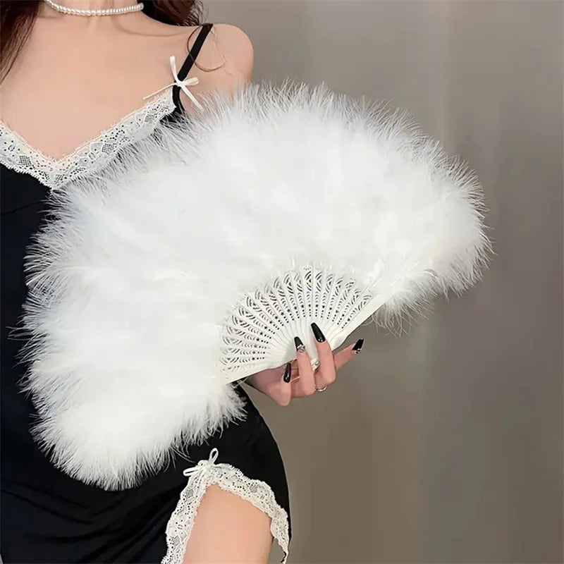 1920s Peacock Feather Folding Fan – Great Gatsby Party, Dance & Wedding Show Accessory