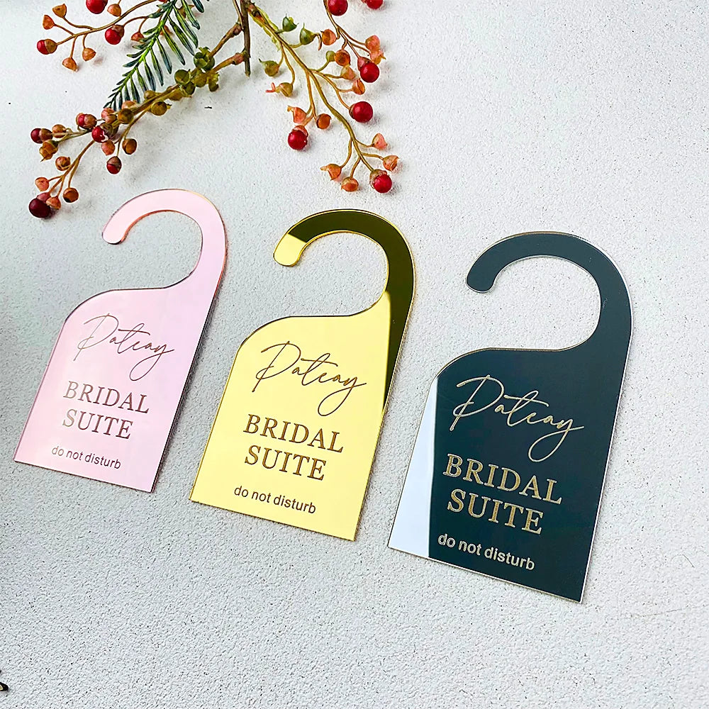 Personalized Bridal Suite Door Hanger – Custom Acrylic “Do Not Disturb” Wedding Sign