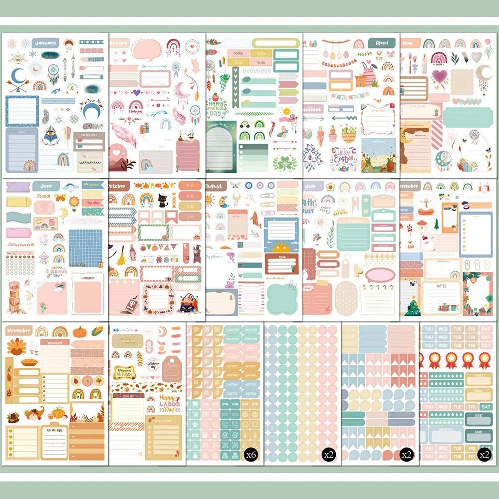 24-Sheet Planner Sticker Book – 1700+ Stickers for Daily, Weekly & Monthly Journaling
