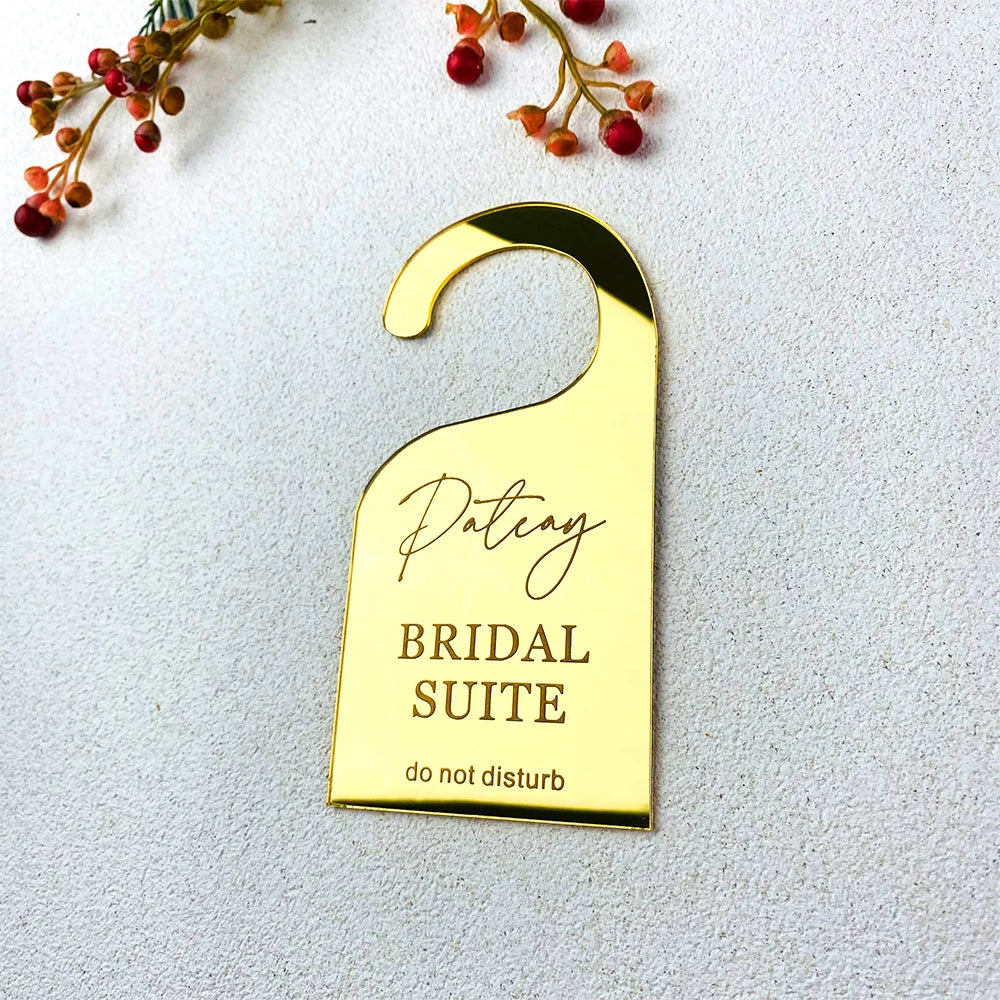 Personalized Bridal Suite Door Hanger – Custom Acrylic “Do Not Disturb” Wedding Sign