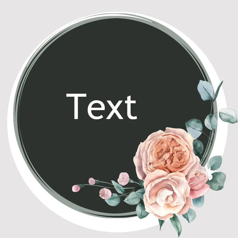 Custom Floral Frame Design Stickers – Personalized Round Labels for Weddings, Gifts & Packaging (100pcs)