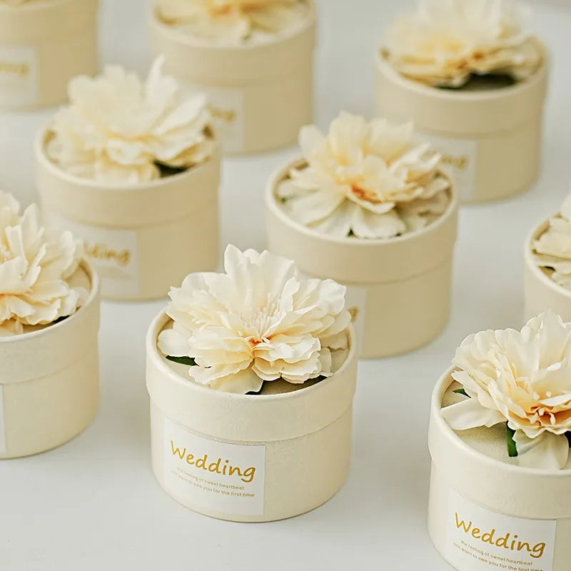 Floral Cylindrical Candy Gift Boxes – Wedding & Party Favor Packaging (10/20/30pcs)