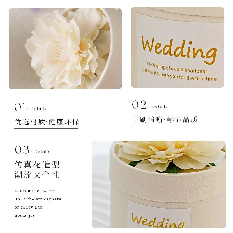 Floral Cylindrical Candy Gift Boxes – Wedding & Party Favor Packaging (10/20/30pcs)