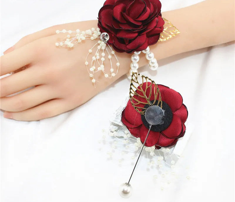 Elegant Rose Wrist Corsage & Boutonniere – Perfect for Weddings, Proms & Formal Events