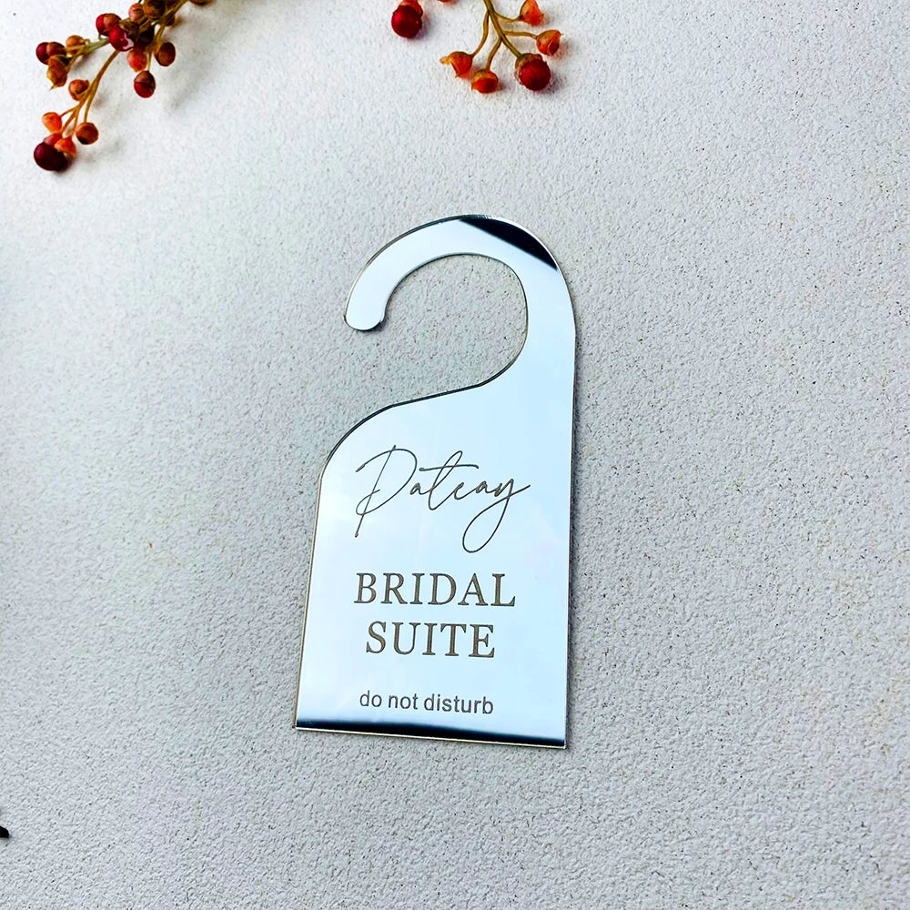 Personalized Bridal Suite Door Hanger – Custom Acrylic “Do Not Disturb” Wedding Sign