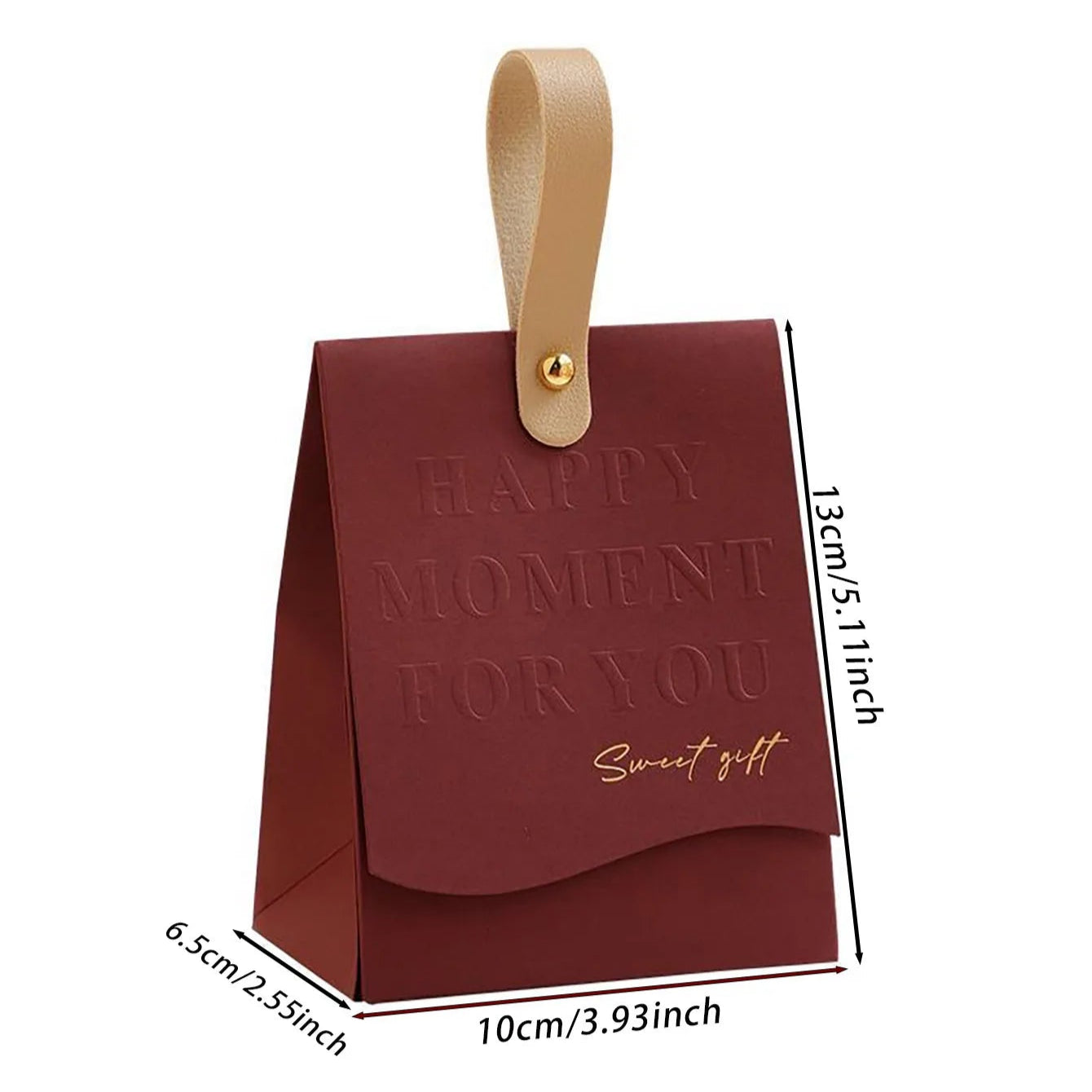 Luxury Portable Wedding Candy Boxes – 10pcs Creative Paperboard Gift Bags with Leather Handle