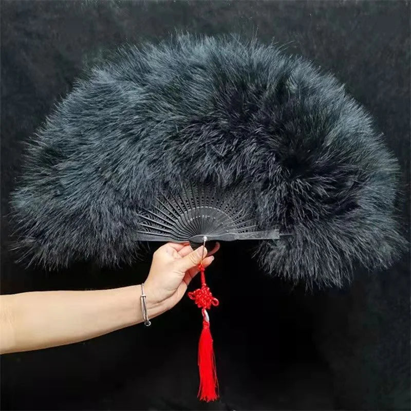 1920s Peacock Feather Folding Fan – Great Gatsby Party, Dance & Wedding Show Accessory