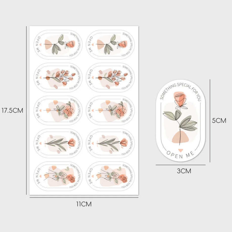 Botanical “Happy To See You” Stickers – Elegant Small Business & Gift Box Seals (100pcs)