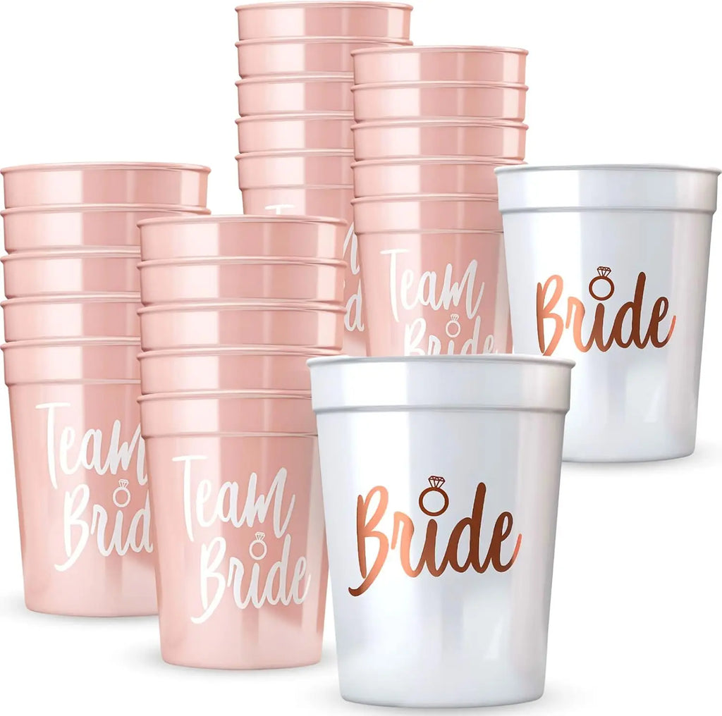 Team Bride & Bride Plastic Cups – Bachelorette Party & Bridal Shower Drinkware Set