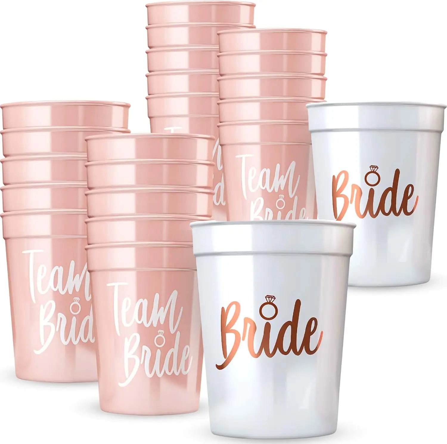 Team Bride & Bride Plastic Cups – Bachelorette Party & Bridal Shower Drinkware Set
