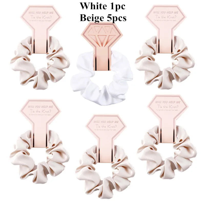 Bridesmaid Satin Scrunchies – Hen Party, Bridal Shower & Wedding Favors