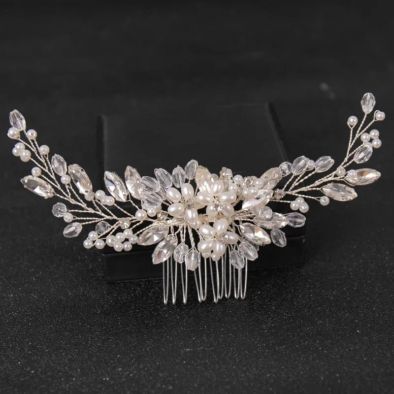 Elegant Crystal Rhinestone & Pearl Bridal Hair Comb – Wedding Headpiece Tiara for Brides & Bridesmaids