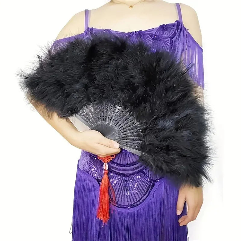 1920s Peacock Feather Folding Fan – Great Gatsby Party, Dance & Wedding Show Accessory