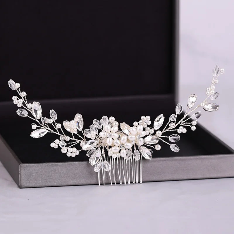 Elegant Crystal Rhinestone & Pearl Bridal Hair Comb – Wedding Headpiece Tiara for Brides & Bridesmaids