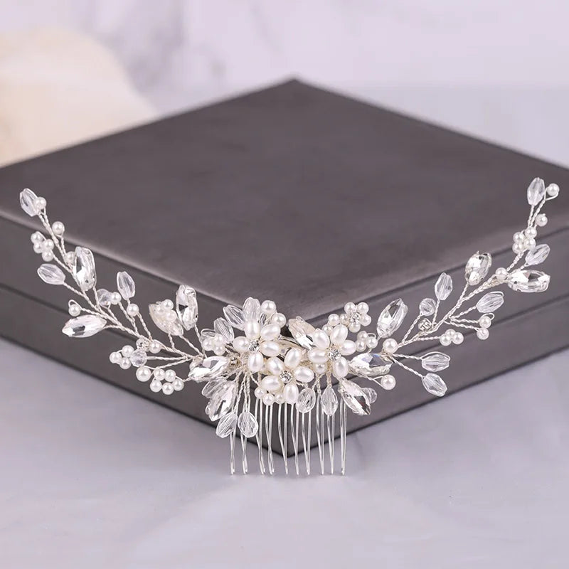 Elegant Crystal Rhinestone & Pearl Bridal Hair Comb – Wedding Headpiece Tiara for Brides & Bridesmaids