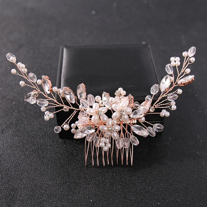 Elegant Crystal Rhinestone & Pearl Bridal Hair Comb – Wedding Headpiece Tiara for Brides & Bridesmaids