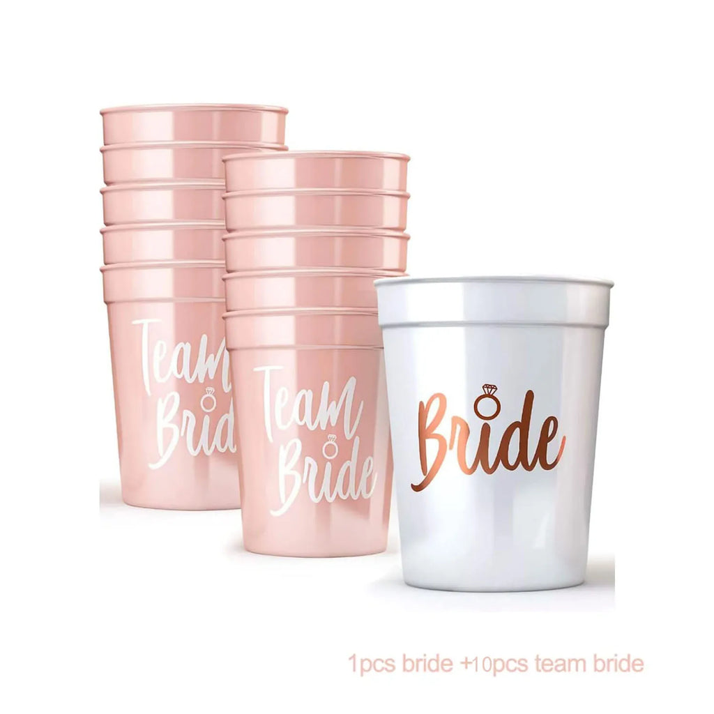 Team Bride & Bride Plastic Cups – Bachelorette Party & Bridal Shower Drinkware Set