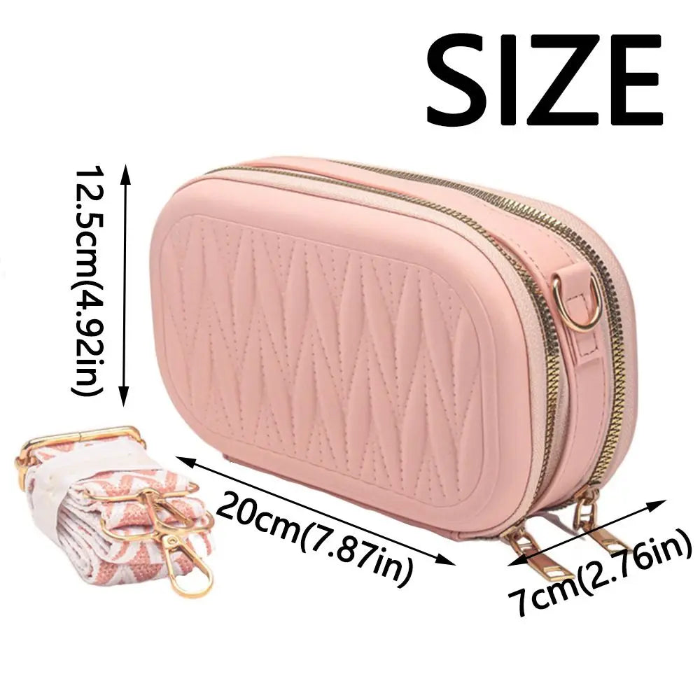 Trendy PU Leather Travel Makeup & Jewellery Organizer Pouch – Crossbody Bag with Strap