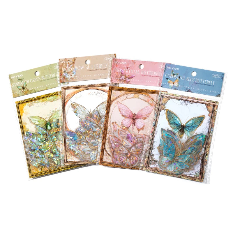 🦋 3D Butterfly Laser Stickers – Stereoscopic Gold Foil PET Scrapbook Set (30 Pcs)