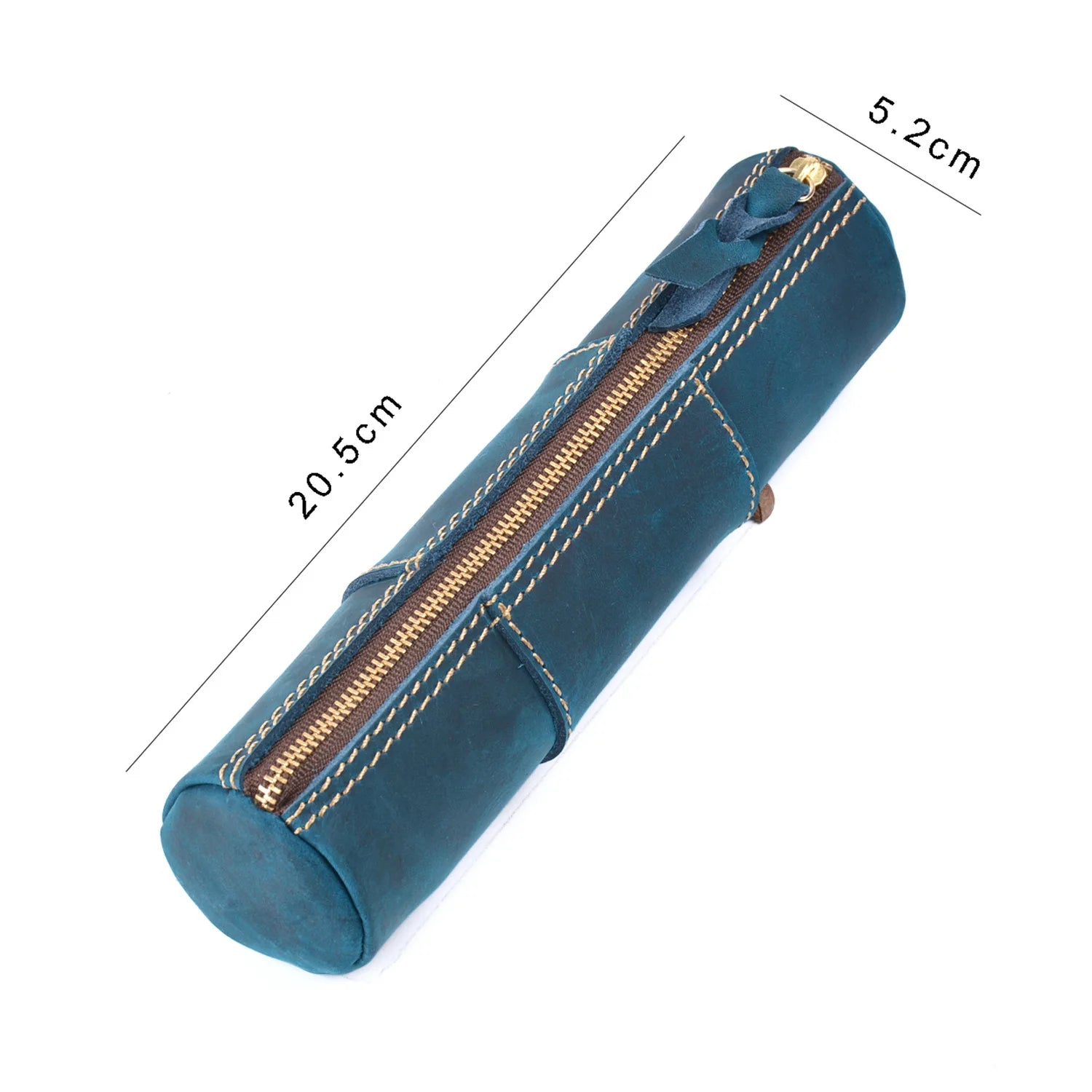 Vintage Handmade Leather Pencil Case – Zipper Organizer Pouch for Pens, Coins & Stationery