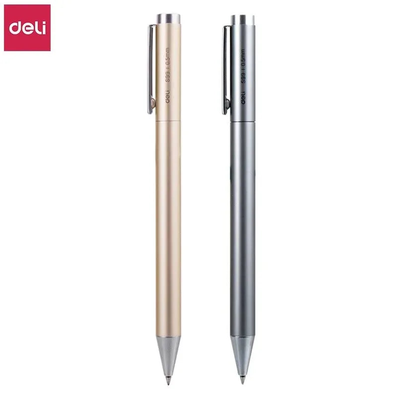 Xiaomi DELI Metal Sign Pen 0.5mm Gel Ink Pens Golden Silver Color Metallic Writing Pen Office Supplies
