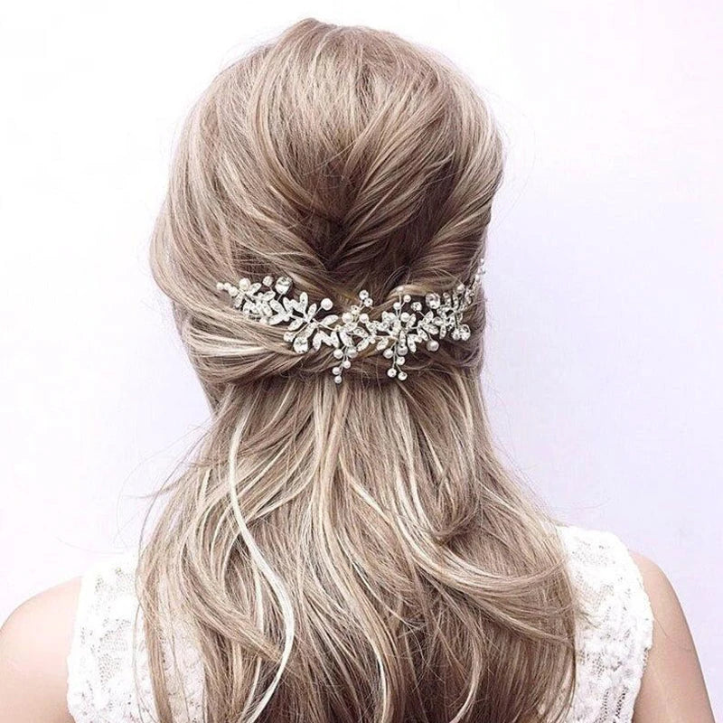 Wedding Pearl Leaf Crystal Hair Comb Hairpin Headband Tiara For Women Bride Queen Party Wedding Bridal Hair Accessories Jewellery