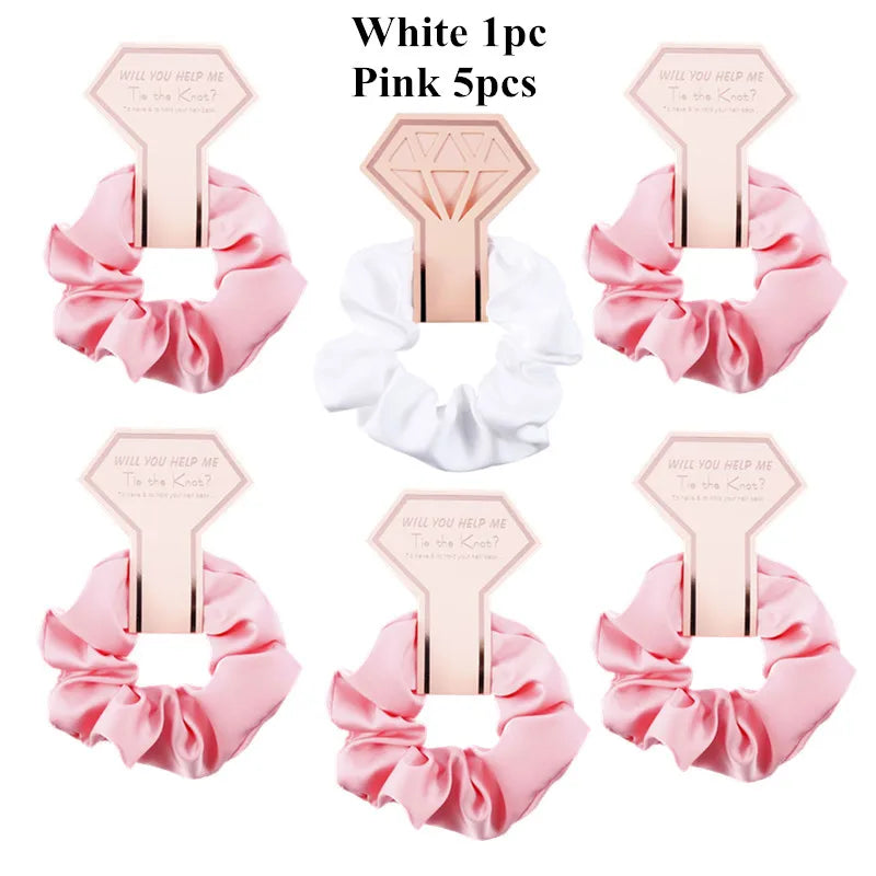 Bridesmaid Satin Scrunchies – Hen Party, Bridal Shower & Wedding Favors