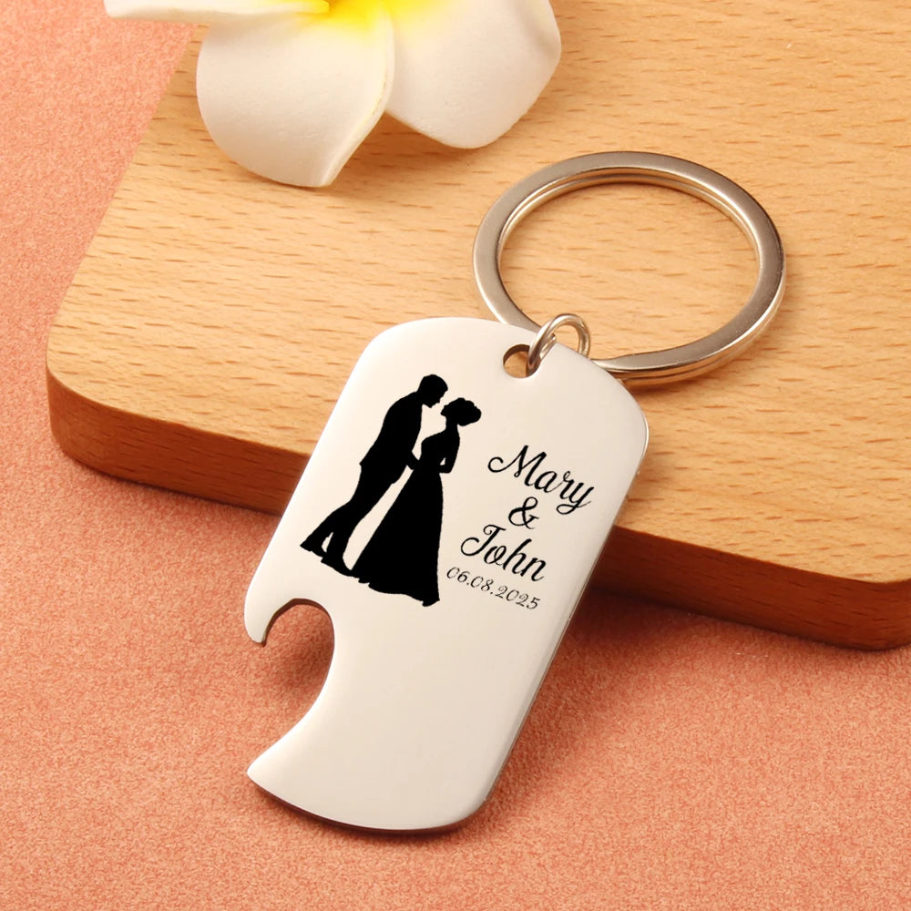 Custom Engraved Bottle Opener Keychain – Wedding Guest Favors & Party Souvenir