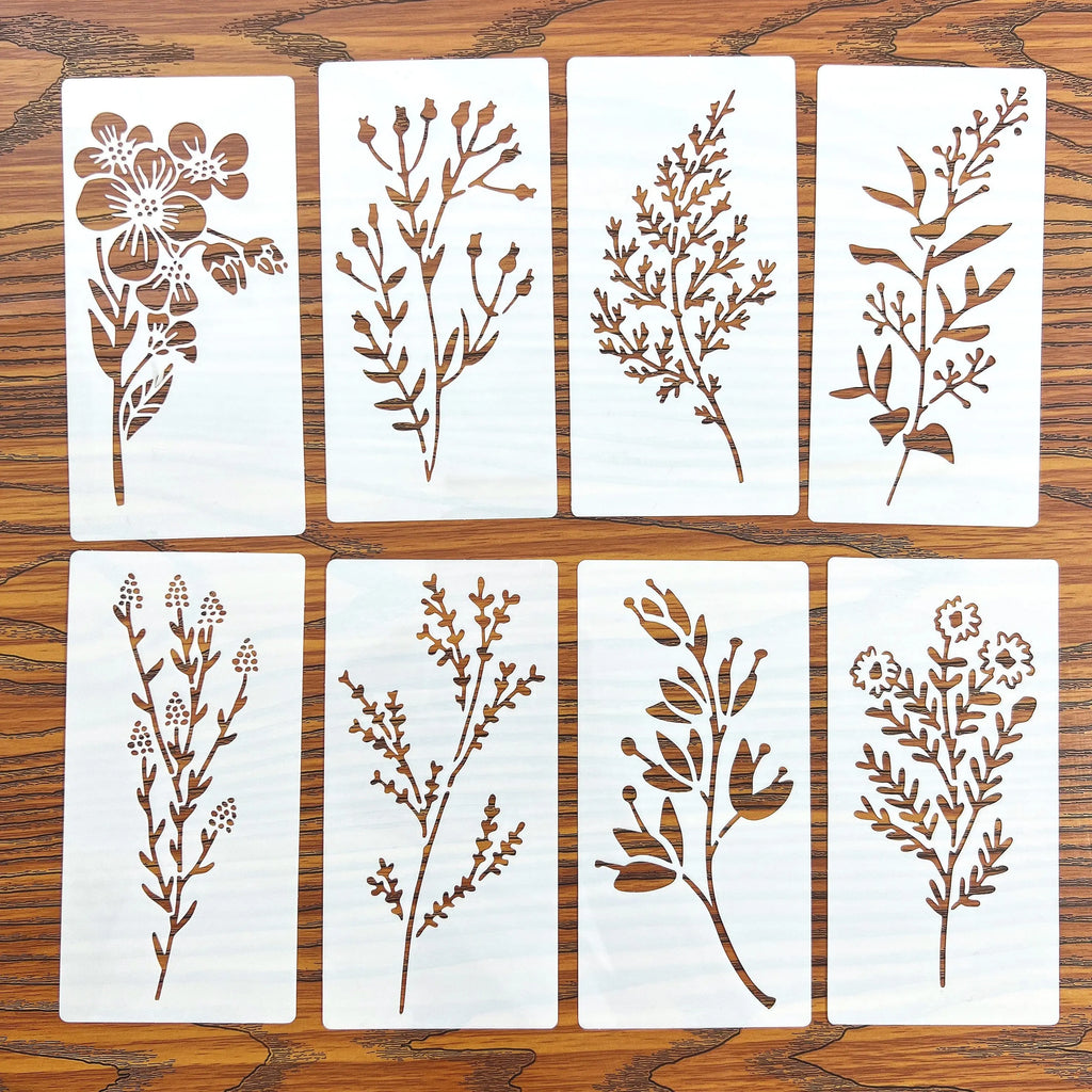 18 Pcs DIY Floral Painting Stencil Set – Reusable Craft Templates for Wood, Fabric & Paper