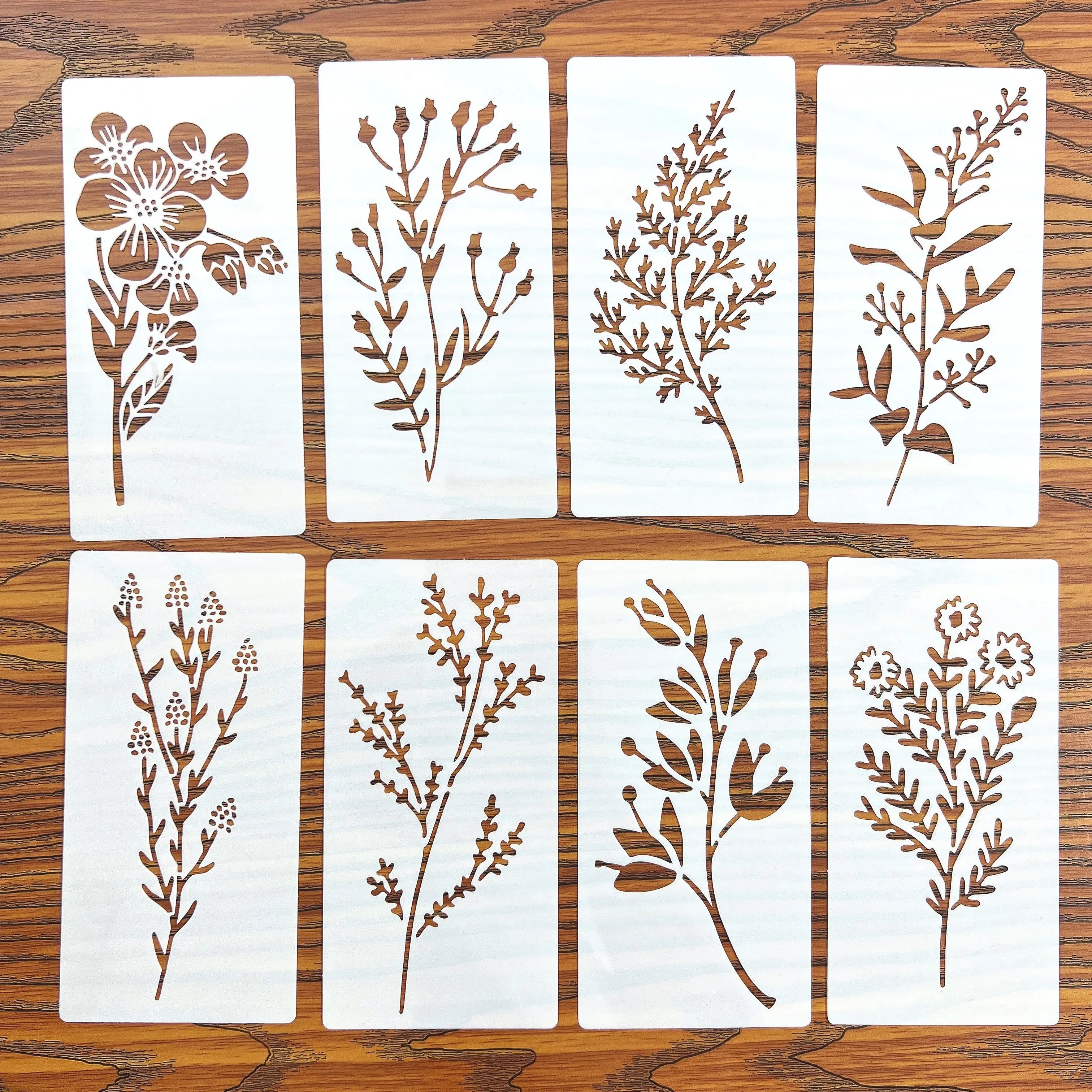 18 Pcs DIY Floral Painting Stencil Set – Reusable Craft Templates for Wood, Fabric & Paper
