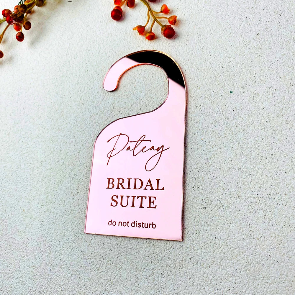 Personalized Bridal Suite Door Hanger – Custom Acrylic “Do Not Disturb” Wedding Sign