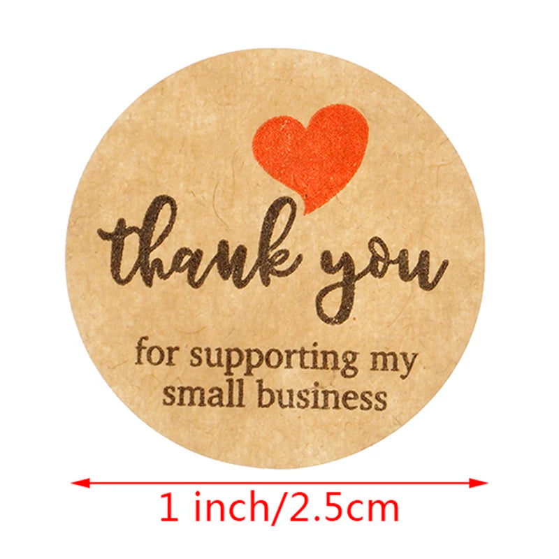 Vintage Kraft “Thank You” Stickers – 500pcs Roll for Small Business Packaging & Gifts