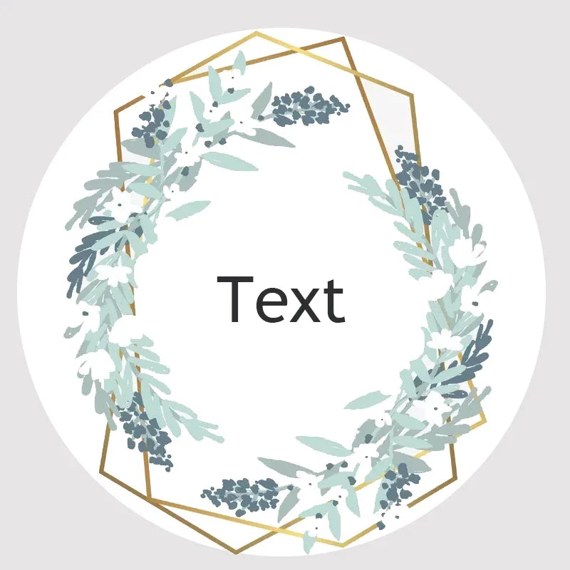 Custom Floral Frame Design Stickers – Personalized Round Labels for Weddings, Gifts & Packaging (100pcs)