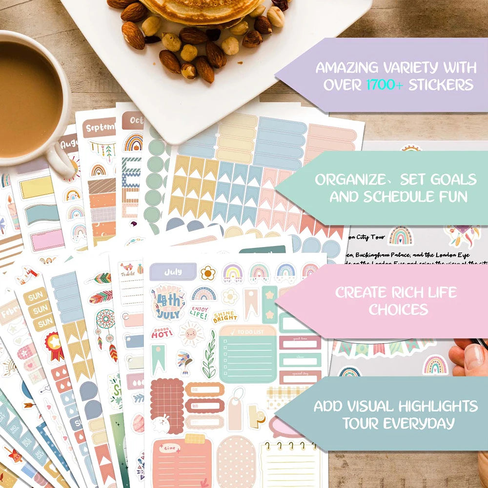 24-Sheet Planner Sticker Book – 1700+ Stickers for Daily, Weekly & Monthly Journaling