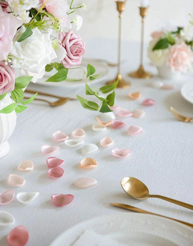 100pcs Mixed Silk Rose Petals – Satin Wedding Table Decor for Romantic Celebrations