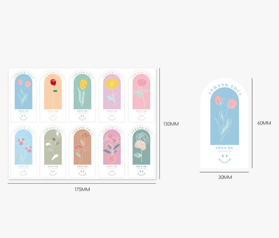 Botanical “Happy To See You” Stickers – Elegant Small Business & Gift Box Seals (100pcs)