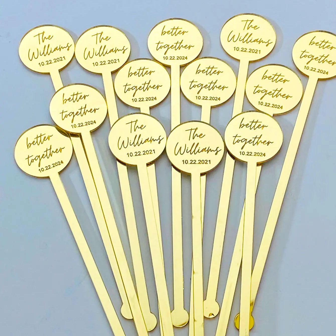 Custom Acrylic Drink Stirrers – Personalized Cocktail & Swizzle Sticks for Weddings & Parties (Set of 10, 20 & 30pcs)