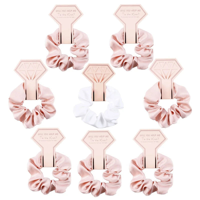 Bridesmaid Satin Scrunchies – Hen Party, Bridal Shower & Wedding Favors