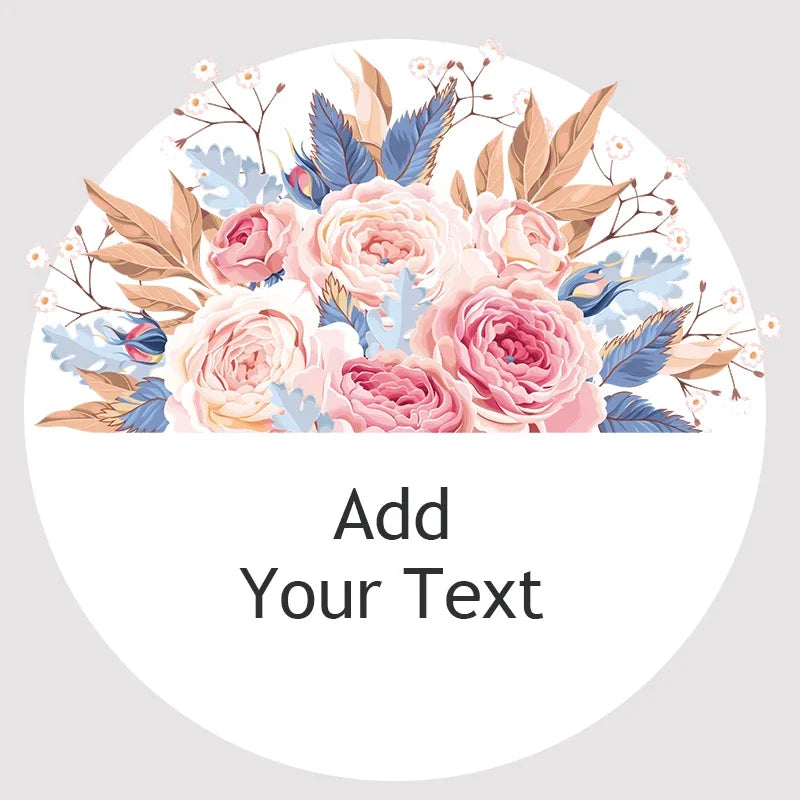 Custom Floral Frame Design Stickers – Personalized Round Labels for Weddings, Gifts & Packaging (100pcs)