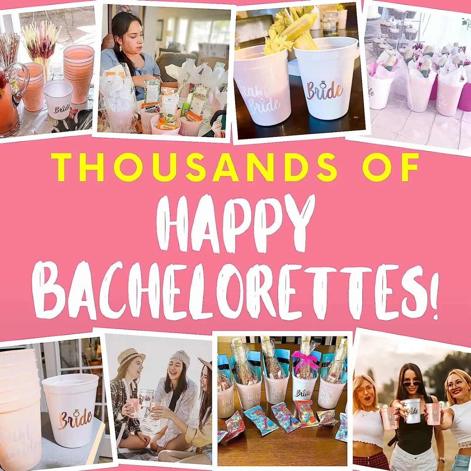 Team Bride & Bride Plastic Cups – Bachelorette Party & Bridal Shower Drinkware Set